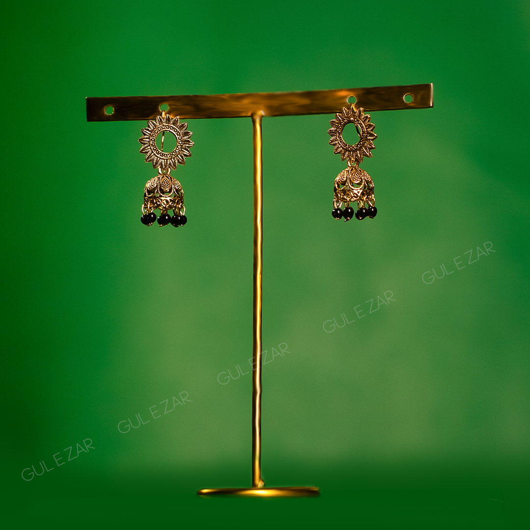 Casting Earrings Black JHOMKA