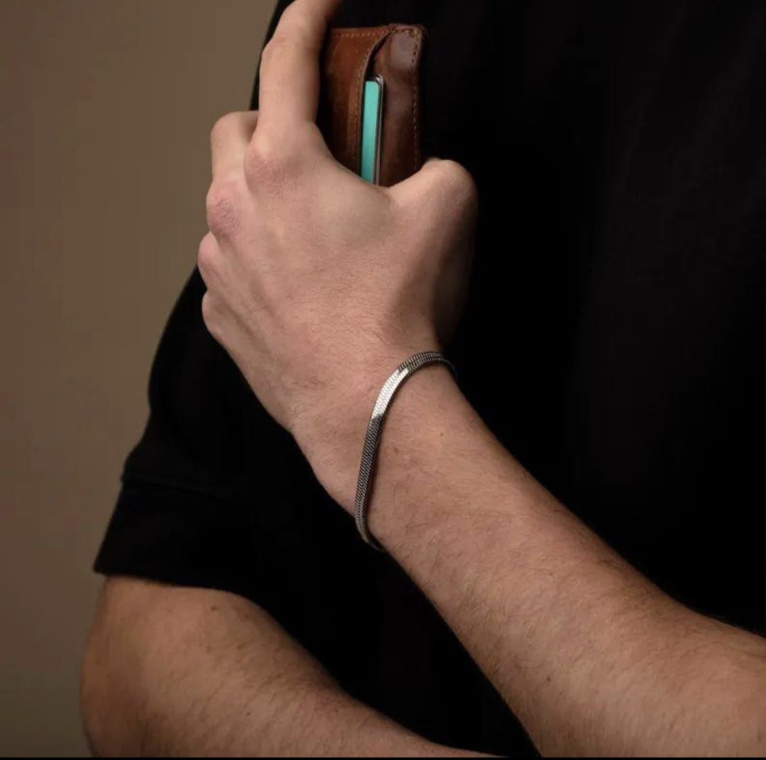 Silver Herringbone Chain Bracelet