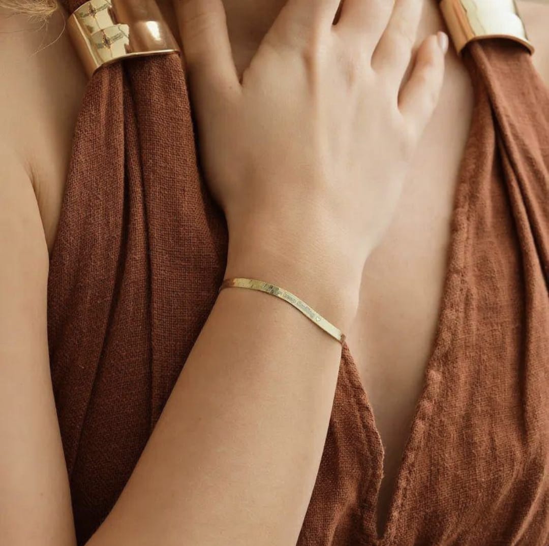 Golden Herringbone Chain Bracelet