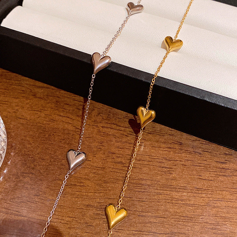 3 layer heart pendant necklace stainless steel