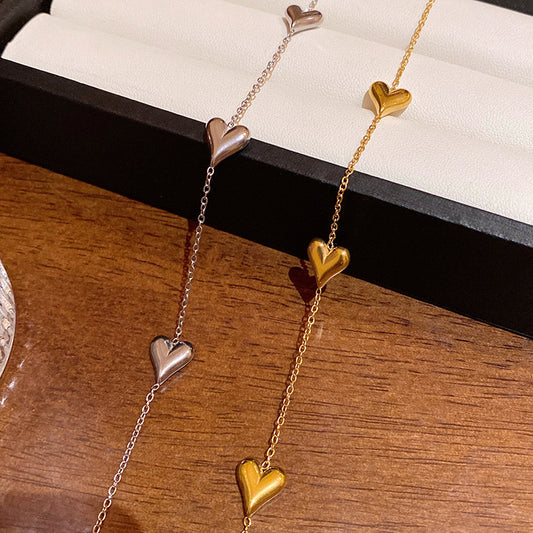 3 layer heart pendant necklace stainless steel