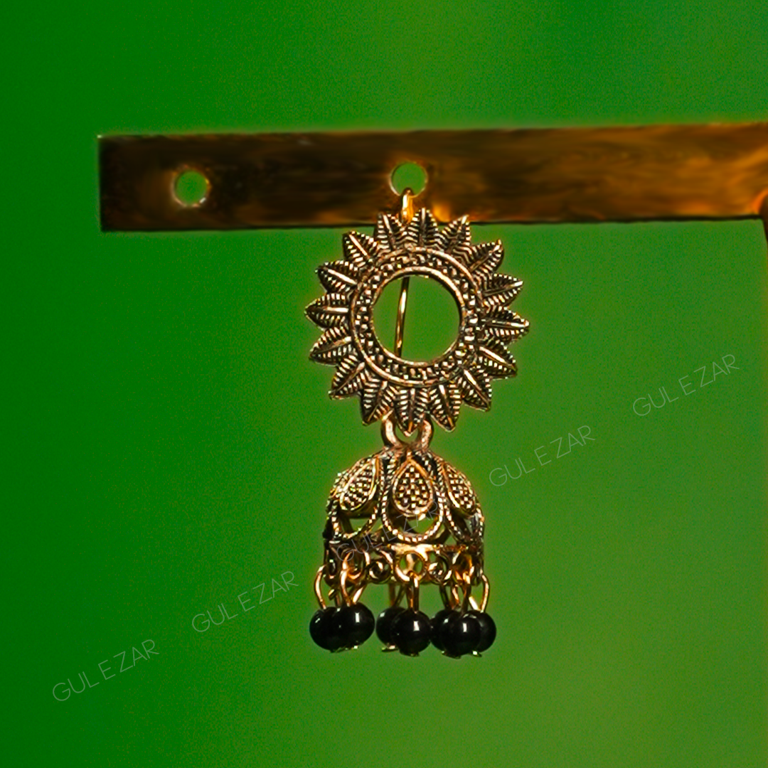 Casting Earrings Black JHOMKA