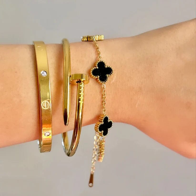 Girls Gold Plated Clover Bracelet