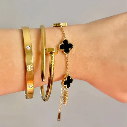 Girls Gold Plated Clover Bracelet