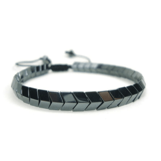 Natural Hematite Gray Stainless Steel Men Women Arrow Bracelet