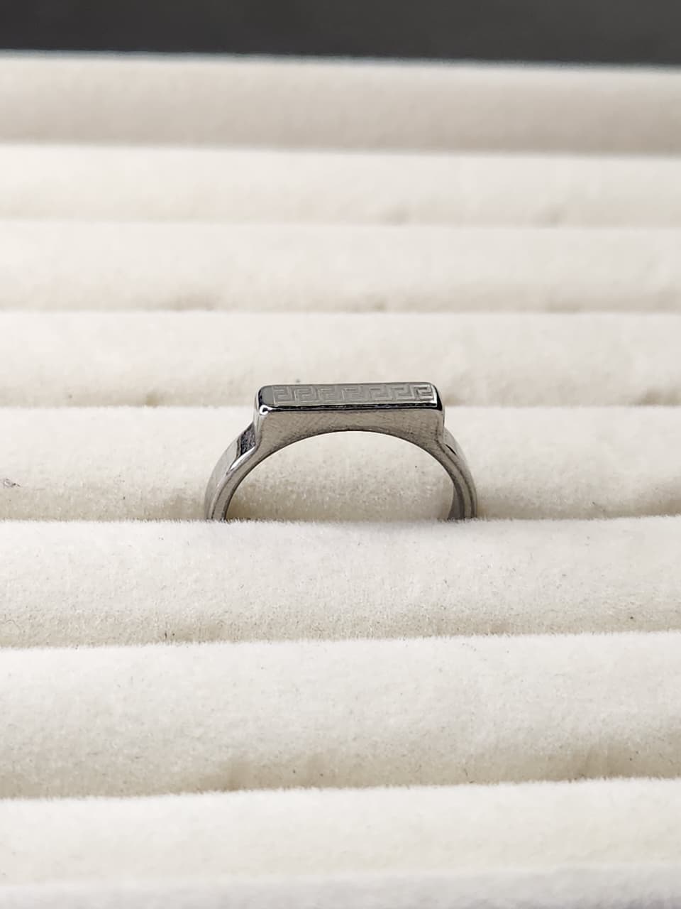 Silver Greek Key Ring