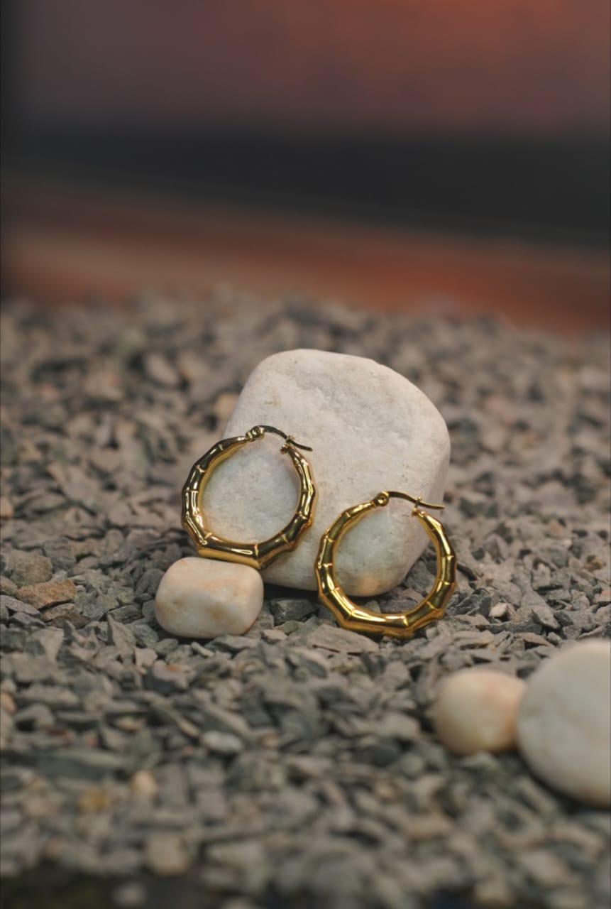 Golden Bamboo Hoops