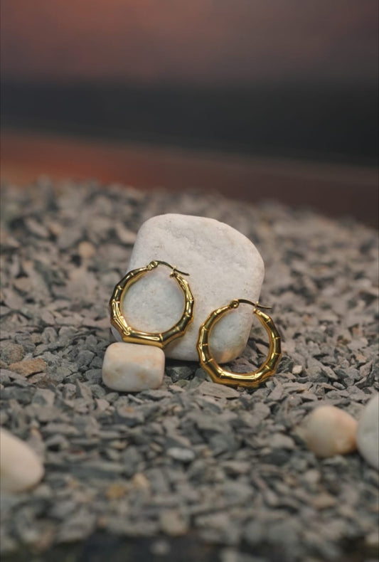 Golden Bamboo Hoops
