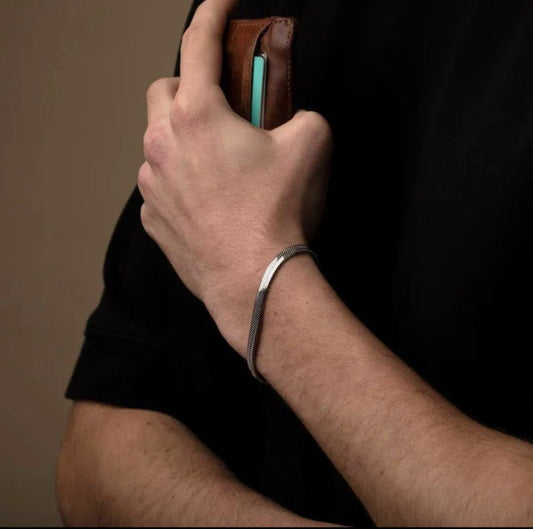 Silver Herringbone Chain Bracelet