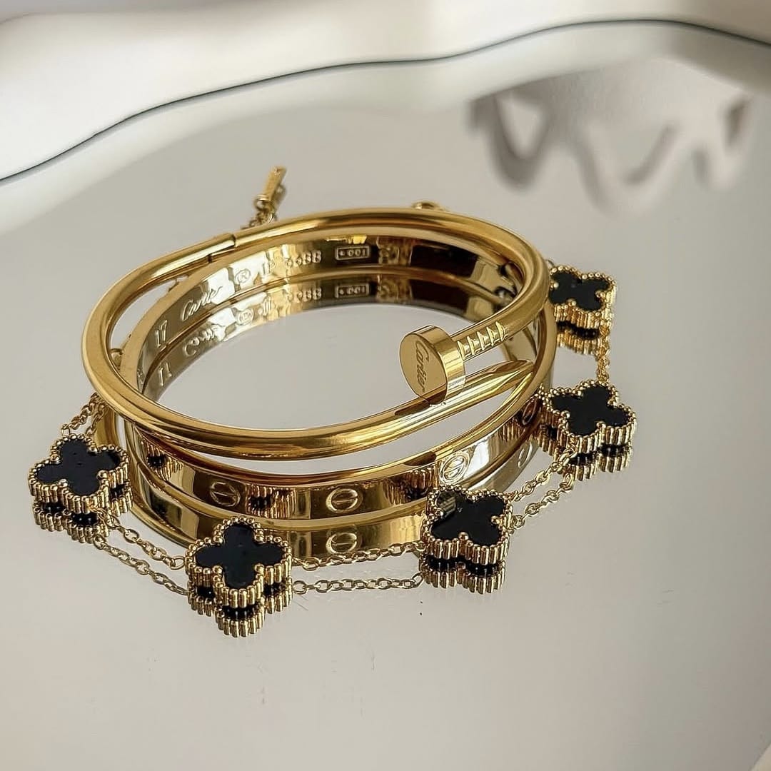 Girls Gold Plated Clover Bracelet