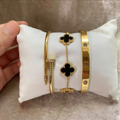 Girls Gold Plated Clover Bracelet